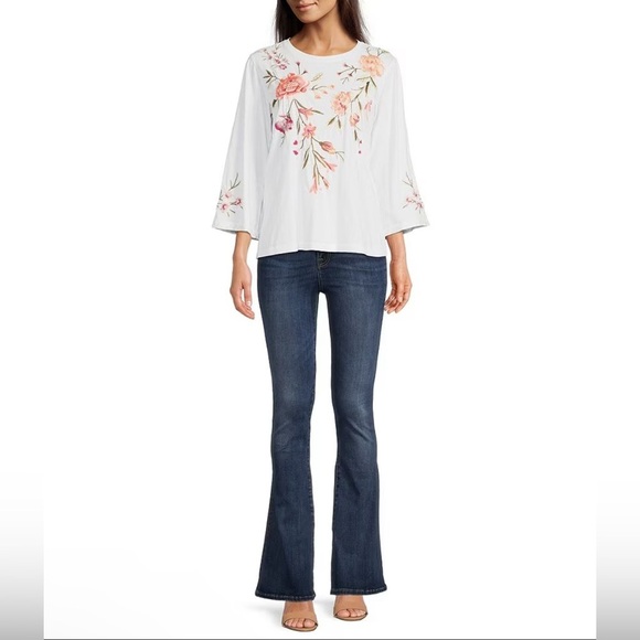 Johnny Was Vienna Floral Embroidered Long Kimono Sleeve Tee- Still Full Price - Picture 14 of 14